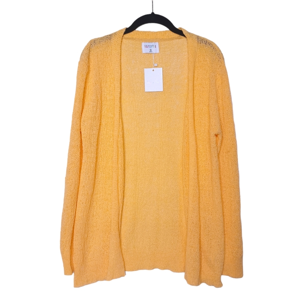 COMPANIA FANTASTICA Yellow Knit Stretchy Long Sleeve Open Shawl Cardigan NWT S